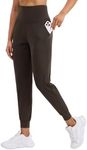 Willit Women's Athletic Joggers Pants Running Workout Sweatpants Yoga Tapered Lounge Pants with Pockets Deep Brown M