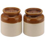 The Decor Lane Salt Pepper Set for Dining Table & Kitchen Ceramic Salt and Pepper Shakers Set Dispenser Set - 60 ML (Brown, 1 Set)