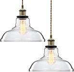 Long Life Lamp Company Pack of 2 Modern Vintage Glass Chandelier Shade Pendant Hanging Ceiling Light E27 - Clear Glass
