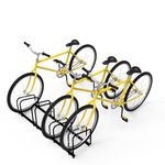 Cycle Stands India - Mild Steel Black Floor Mounted Cycle Stand | Staggered Bicycle Parking Stand for 4 Bikes – Design for Secure Storage and Space-Saving in Garage & Tight Spaces (Pack of 1)