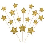 ZHUOWEISM 30 PCS Gold Little Star Cupcake Toppers Glitter Twinkle Star Cupcake Picks Baby Shower Cake Decorations for Wedding Engagement Bridal Shower Kids Birthday Party Supplies Mixed Size