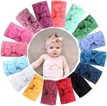 JOYOYO 16 Pcs Baby Headbands for Girls Baby Turban Headbands Stretchy Soft Wide Headbands for Newborns Toddlers, Baby Bow Hairbands