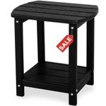 GARDENSTAR Adirondack Square Outdoor Side Table,2-Tier Storage Patio Side Table, HDPE End Tables for Backyard Pool Porch Garden Lawn(Black)