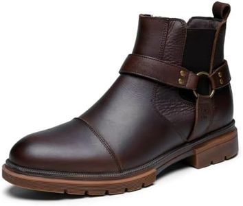 Arkbird Chelsea Ankle Boots, Leather Lined Oxfords for Men with Zipper Dark-Brown 10.5