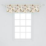 Lunarable Birds Window Valance Pack of 2, Watercolor Style Little Sparrows Vintage Style Beige Toned Background Flying Animals, Rod Pocket Curtain Valances for Kitchen Bedroom, 54" X 12", Cream Orange