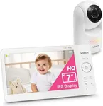 VTech Advanced HQ Max 7" Digital Video Baby Monitor with Pan Tilt Zoom, Long Battery Life 5000mAh, IPS Screen, Touch Control Multi-Color Night Light, 2-Way Talk, HQ Display, Lullabies, No WiFi, White