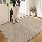 COSY HOMEER Nonslip Door Mats Indoor, 80 x 120cm Washable Dirt Trapper Welcome Front Doormat for Entryway Room Hallway, Absorbent Indoor Floor Mat for Muddy Shoes & Pets and Dogs, Beige