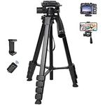 Camera Tripod for Canon Nikon Sony, LINKCOOL 67 Inch Lightweight DSLR Tripod Camera Stand with Detachable 3 Way Pan Head, Remote & Universal Phone Mount