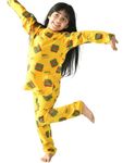 Anthrilo Pajama T-Shirt Set for Girls & Toddlers Pack of 2 | Age 5-6 Years, Full Sleeves Cotton T-Shirt Pajama for Kids | Pop It Print, Comfortable & Regular Slim Fit, Yellow