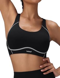 BALEAF Freeleaf Broadway High Support Sports Bra for Women Dance Yoga Workout, Wirefree Molded Cup Spaghetti Strap Longline Padded Tops, Black XXL
