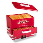 Nostalgia, Game Day Hot Dog Steamer and Bun Warmer, Fits 20 Dogs and 8 Buns, Steams Pot Stickers, Veggies, Potatoes, and Other Appetizers or Toppings