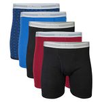 Gildan Men's Regular Leg Boxer Brief 5 Pack, X-Large, Mixed Blue/Grey