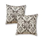 Greendale Home Fashions 17" Outdoor Accent Pillows, Set of Two in Coastal Ikat, Graphite