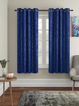 Amazon Brand - Solimo Polyester Blackout Emboss Window Curtains (Pack of 2, 5 Feet, Blue)