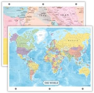 World Map & Middle East Map Reference Page – Laminated, Double-Sided 3-Ring Binder Insert – Durable Gloss Geography Chart for Study (10 Pack)