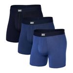 SAXX Underwear Co. Men's Daytripper Relaxed Fit Boxer Brief Fly 3-Pack, Sport Blue/Blueberry/Maritime, X-Large