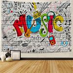 Simsant Music Wall Tapestry Hip Street Graffiti Tapestry Art Colourful Design Tapestries for Hip Hop Gathering Place College Dorm Room Bedroom Wall Decor GTXYSI502(100"x90")
