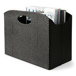 Blu Monaco - Quality Leather Magazine Basket Holder Bin Rack & Storage - (Woven Black) - Great for coffee table, side table, living room, reception desk