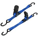 PAULINN Boat Trailer Transom Tie Down Straps 2400 LBS, Heavy Duty 1 Inch x 4 FT Adjustable Tie Down Straps Ratchet w/ Quick Release Buckle & Anti-Scratch Hooks, for Trailer Marine Jet Ski Pontoon