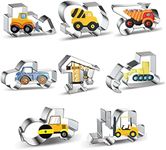 Construction Truck Cookie Cutter Set of 8 - Bulldozer Cement Mixer Dump Truck Pickup Truck Crane Excavator Forklift - Construction Equipment Engineering Vehicle Car Cookie Cutters Shapes Mold for Kids