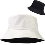 XYIYI White PU Leather Bucket Hat Waterproof Rain Hat Beach Fisherman Hats for Women, Reversible Double-Side-Wear