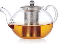 Teabloom Florence Glass Teapot – Heatproof Glass with Removable Stainless Infuser – Stovetop Safe – Tea for One or Two – 24 oz / 700 ml (2-3 Cups)