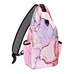 MOSISO Sling Backpack, Multipurpose Travel Hiking Daypack Crossbody Shoulder Bag Marble MO-MBH216