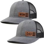 Lichfamy Dad Est 2024 Hat for Men 1st Time New Dad to be Gifts for First Fathers day Leather Patch Trucker Hat, Mom&dad2024-darkgrey-black, One Size