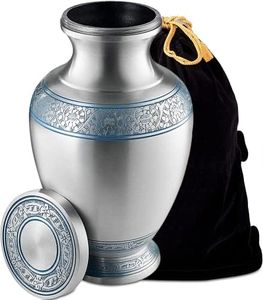 Fedmax Urns for Ashes Adult Male or Female - Funeral and Memorial Cremation Urns for Human Ashes up to 200 lbs with Velvet Bag, Silver