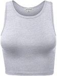 HATOPANTS Women Sleeveless Camisole Crop Tank Top Racerback High Halter Neck Classic Shirt, 911-light Heather Grey, L