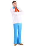 Plus Size Men's Scooby Doo Fred Costume, Scooby-Doo Fictional Character, Mystery Solver Halloween Outfit 2X White, Blue