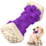 Durble Dog Toys for Aggressive Chewers, Indestructible Tough Dog Chew Toy 3 in 1 Tough Dog Puzzle Toys Interactive Dog Toys Rubber Chew Toy Gift for Small/Medium Dog Large Dogs Breed (Purple)