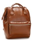 Kah&Kee Leather Backpack Diaper Bag Laptop Travel Doctor Teacher Bag For Women Man, Brown, Large