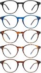 ZONLON 5 Pack Retro Reading Glasses Men Women Blue Light Blocking Lightweight Computer Readers with Spring Hinges (5 multicolor, 2.50, multiplier_x)