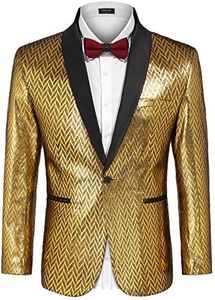 COOFANDY Men's Tuxedo Jacket Slim Fit Shawl Lapel Blazer Suit Jackets for Party Prom Wedding Dinner, Golden Yellow, Medium