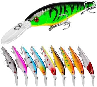 OriGlam 10 Pack Fishing Lures Hard Baits, 3D Eyes Minnow Fishing Lures Crankbait, Swimbait Fishing Tackle Lure Kit for Freshwater/Saltwater/Topwater, Bass, Trout, Walleye, Redfish