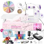Mini Sewing Machine for Beginners, Easy Portable Sewing Machine for Kids Lightweight, Small Household Electric Handheld Sewing Tool with Upgraded Sewing Kit Extension Table Maquina de Coser Home DIY