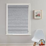 HIPPO Premium Zebra Blinds Wooden Design Polyester Blend Semi/Complete Privacy Indoor Roller Blinds for Windows (Moonlight-Grey || 4FTX5FT)