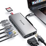 WAVLINK USB C Docking Station, 10-in-1 USB C Hub Multiport Adapter with 4K HDMI, VGA, Gigabit Ethernet, PD 87W, SD/TF Card Reader, Audio, Compatible for MacBook Dell HP Surface Lenovo Laptops