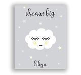 Cloud and Star Nursery Decor Personalised Nursery Print New Baby Bedroom Pictures Girl Quotes Art