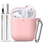Ljusmicker for Airpods Case Cover with Cleaner Kit,Soft Silicone Protective Case Compatible with Apple AirPods 2nd/1st Generation Charging Case with Keychain,Shockproof AirPod Case for Women Men-Pink