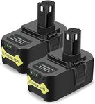 ASUNCELL 2 Pack RB18L50 Battery Replacement for Ryobi 18V Battery, 18v 5.0Ah P108 Li-ion Battery for Ryobi BPL-1815 BPL-1820G BPL1820 BPL18151 P102 P103 Cordless Power Tool (with Indicator light)