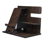 Wood Phone Docking Station Ash Key Holder Mobile Wallet Stand Watch Organizer Men Husband Wife Anniversary Dad Birthday Nightstand Purse Father Graduation Male Idea Gadgets