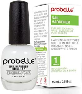 Probelle Nail Hardener Formula 1 - Repair Damaged Nails, Extra Strong Nail Growth Treatment For Brittle Nails, Grows and Restores Soft, Weak Nails, Aids Splitting, Breaking, Peeling Nails, Sheer White