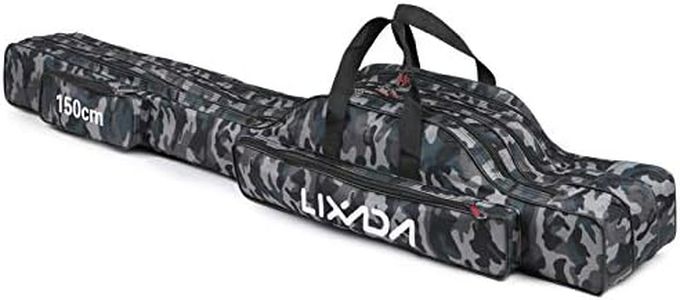 LIXADA Fishing Rod Case 3 Layers Oxford Fishing Rod Bag Portable Folding Fishing Rod Carrier Case Fishing Reel Tackle Storage Travel Bags(90cm/120cm/150cm) (Camouflage, 150cm)