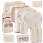 Packing Cubes Travel Organizer 11 Set Suitcase Organizer Bags Space-Saving Luggage Organizers Water-Resistant Packing Organizers Travel Essentials, Beige