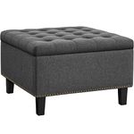 Yaheetech Polyester Ottoman with Storage Classic 70-Centimetre Entryway Footstool with Storage Coffee Table Footstool Bench Multipurpose Foot Rest Sofa Stool Dark Grey