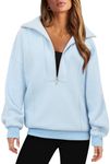 onlypuff Womens Long Sleeve Hoodie Fashion Half Zip Sweatshirt Oversized Hooded with Pockets Sky Blue