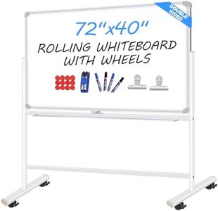 Mobile Whiteboard - 36x48 Double Sided Magnetic Dry Erase Board, Large White Board on Wheels, Office Classroom Rolling Whiteboard with Stand for Meeting, Training by DQS (Double-Sided 70x38)