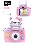 Kids Camera for Boys and Girls, Kids Digital Selfie Camera for 3 4 5 6 7 8 Years Old Birthday Gifts, 1080P Video Camera with HD IPS 2" Screen Cute Protective Cover & 32GB SD Card (Pink)